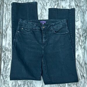 NYDJ Black Straight Leg Jeans Classic Fit Lift Tuck Technology Bling Pockets Fun